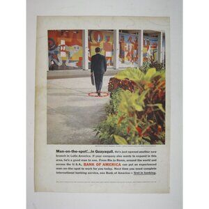 Print Ad Bank Of America 1967 Business Guayaquil Ecuador Business Trip